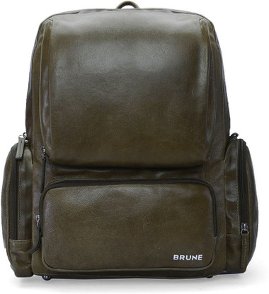 BRUNE OLIVE GREEN LEATHER LAPTOP BAG 