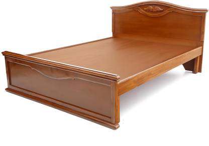 Tan Color Finish Engineered Wood Queen Bed – Furnicity