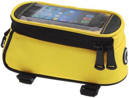 KARP Reflective 5.5" Outdoor Cycling MTB Bike Frame Tube Panniers, Touchscreen, Waterproof Bag/Pouch-Yellow Bicycle Phone Holder