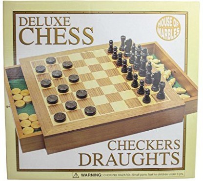 House Of Marbles wooden chess and Draughts set 