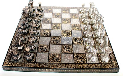 All Brass Pieces 12" x 12" Collectible Premium Brass Made Chess Board Game Set 