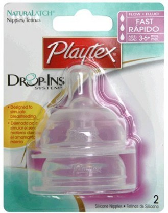 Playtex Baby NaturaLatch Baby Bottle Nipples 6 Count Fast Flow 