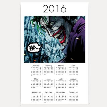 Hawtskin Joker Hahaha 18x12 Inch 16 Wall Calendar Price In India Buy Hawtskin Joker Hahaha 18x12 Inch 16 Wall Calendar Online At Flipkart Com