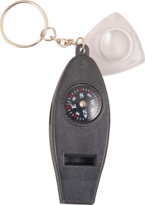 KeyRing  EDDIE BAUER Safety Whistle Thermometer Magnifying Glass w/ Compass 