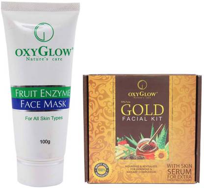 Oxyglow Fruit Enzyme Face Mask Gold Facial Kit Price In India Buy Oxyglow Fruit Enzyme Face Mask Gold Facial Kit Online At Flipkart Com