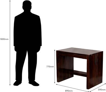 Induscraft Solid Wood Computer Desk Straight, Finish Color Brown Induscraft Office Study Table