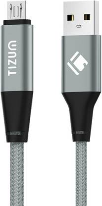 TIZUM Premium Kevlar-Nylon Fiber Braided (3.9 ft / 1.2 mtr) - Aluminum Plugs, 2.4A Fast Charging & Data Sync 1.2 m Micro USB Cable (Compatible with All Smartphones, Tablets and MP3 player, Grey, One Cable