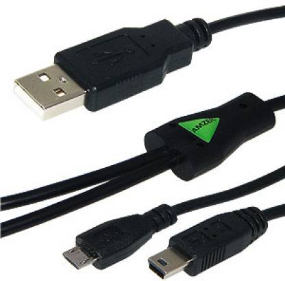 Amzer 85744 USB to Dual Mini USB and Micro USB Y Splitter Charging Handy Cable