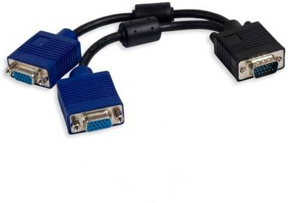 Gromo VGA Y Splitter Cable - 15 Pin Male to Dual Female VGA Cable