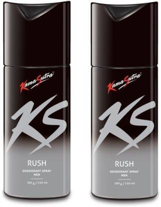 Kamasutra Rush pack of 2 Deodorant Spray  –  For Men  (300 ml, Pack of 2)