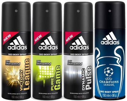 ADIDAS deodorants body sprays pack of 4 Deodorant Spray - For Men - Price in India, Buy ADIDAS deodorants body sprays of 4 Deodorant Spray - Men Online In India,