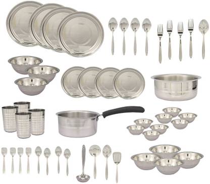 Jagdamba Pack Of 50 Stainless Steel Stainless Steel Complete Kitchen Dinner Set Price In India Buy Jagdamba Pack Of 50 Stainless Steel Stainless Steel Complete Kitchen Dinner Set Online At Flipkart Com