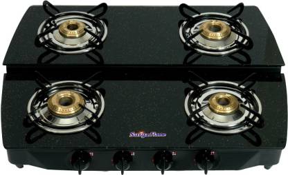 Suryaflame Stepper Glass, Stainless Steel Manual Gas Stove