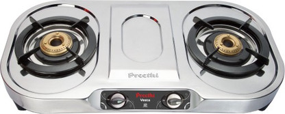 preethi gas stove 2 burner steel