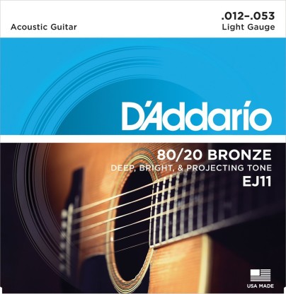 3-Pack 19954255855 DAddario D'Addario EJ11-3D 80/20 Bronze Acoustic Guitar Strings 12-53 Light 