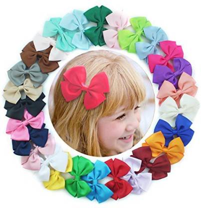 40Pcs Girls Bow Clips  Grosgrain Ribbon 3" Hair Bows For Toddlers In Pairs Lots