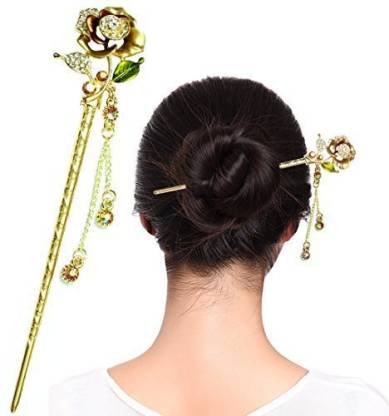 Fashion & Lifestyle Fashion & Lifestyle Hair Decor Chinese Traditional Style  Hair Sticks Shawl Pins Picks Pics Forks for Women Girls Hair Updo Making  Accessory 6" with Flower,Champagne Color Bun Stick Price