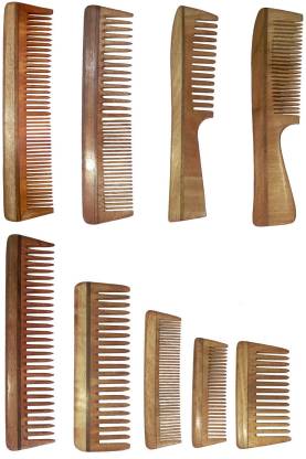 Ginni Marketing Combo of 9 Neem Wood Combs