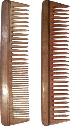 Ginni Marketing Combo of 2 Neem Wood Combs (regular detangler-7.5" and detangler of regular size-7.5" )
