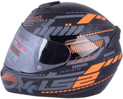 LS2 TRON BLACK ORANGE WITH MERCURY VISOR Motorbike Helmet