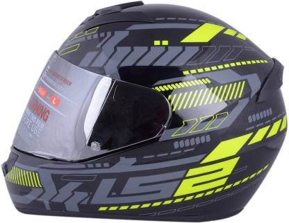LS2 Tron Black Yellow With Mercury Visor Motorbike Helmet