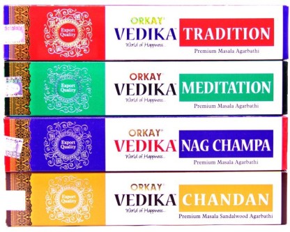 9 pack of 15 sticks each - 9 X 15gm = 135 g Orkay Vedika Incense 9-in-1 pack 
