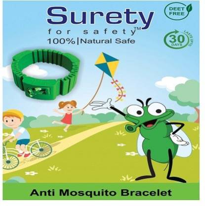 Surety for Safety Herbal Anti Mosquito Bracelet Green