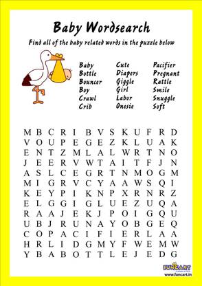 FUNCART Baby shower word search puzzle (pack of 24 cards plus ...