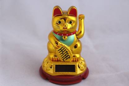 Lilone Gifts Feng Shui Solar Powered Lucky Cat Color Golden Waving Hand Arm Home Decor Decorative Showpiece 6 Cm Price In India Buy Lilone Gifts Feng