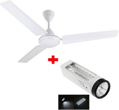Blue Sapphire 3 Blade Ceiling Fan 48 Inch White With 14 Led Emergancy Light Combo 1200 Mm In India Blade Ceiling Fan 48 Inch, Ceiling Fan Light Combo