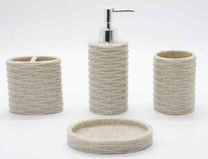 Ez Life Ez Life Premium 4 Pcs Bath Set Cream Stoneware Entangle Soap Dispenser Soap Tray 2 Holders Stoneware Bathroom Set Price In India Buy Ez Life Ez Life Premium 4 Pcs Bath Set Cream Stoneware Entangle Soap Dispenser Soap