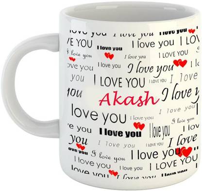 EMERALD Love You White Ceramic I Love You Akash Ceramic Coffee Mug Price in  India - Buy EMERALD Love You White Ceramic I Love You Akash Ceramic Coffee  Mug online at 
