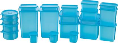MASTERCOOK - 500 ml, 200 ml, 300 ml, 100 ml, 2000 ml, 600 ml, 400 ml, 250 ml, 1200 ml Polypropylene Grocery Container  (Pack of 21, Blue