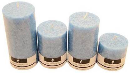 Lyallpur Stores Sea Breeze Scented Pillar Candles |Pack Of 4 Candles | Blue Color Candle