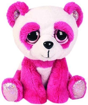 Lil/Li'l Peepers Keyring/Clip 8cm Orchid Pink Panda Soft Toy by Russ Berrie 