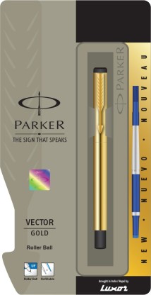 Parker Vector Gold GT Ball Pen Gold Body Ball Point Pen Blue Ink Refill 