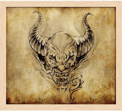 Artzfolio Tattoo Art Of A Devil Framed Wall Art Painting Print Canvas 12 Inch X 13 4 Inch Painting Price In India Buy Artzfolio Tattoo Art Of A Devil Framed Wall Art