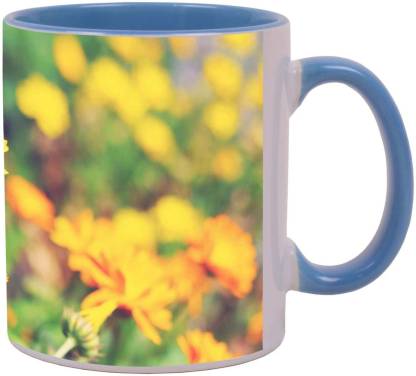 Arkist orange flowers orcas island Ceramic Coffee Mug