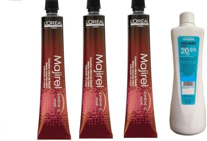 L'Oréal Paris Majirel Hair Cream No.5.62x3 Tubes + 1Developer 20 Vol. 6% , Light Extra Iridescent Red Brown