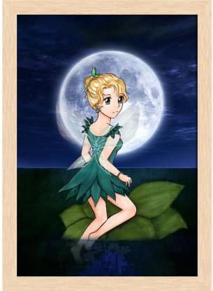 Artzfolio Water Fairy And The Full Moon Framed Wall Art Painting Print Canvas 16 5 Inch X 12 In India - Moon Wall Art Painting