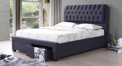 Best Design Charcoal Grey Cassiope Upholstered Engineered Wood Queen Bed