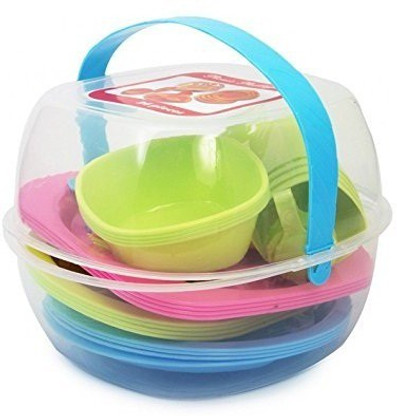 plastic camping dinner set