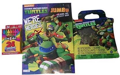 Nickelodeon Teenage Mutant Ninja Turtles 3 Item Bundle Tmnt Coloring Book 24 Crayons 82 Stickers Leonardo Michelangelo Donatello Rap Teenage Mutant Ninja Turtles 3 Item Bundle Tmnt Coloring Book 24 Crayons