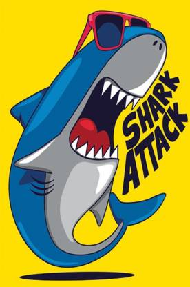 Shark Cartoon Poster (12 x 18 Inch) Paper Print - Animation & Cartoons  posters in India - Buy art, film, design, movie, music, nature and  educational paintings/wallpapers at 