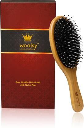 Woolsy™ Boar Bristles Hair Brush ~ India's  Quality Hair Care Brand ~  added