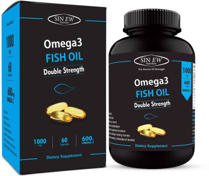 SINEW NUTRITION Omega 3 Double Strength Fish Oil (300EPA & 200DHA), 60 Softgels