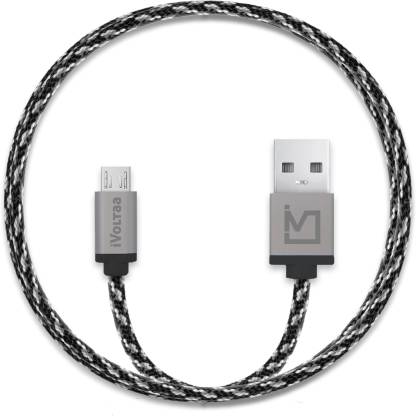 iVoltaa Pixie Braided 2.4A 1 m Micro USB Cable  (Compatible with All Phones With Micro USB Port, Grey, One Cable)