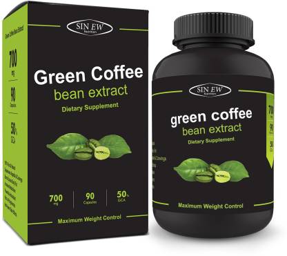 SINEW NUTRITION Green Coffee Beans Extract 700 mg (90 Pure Veg Capsules), 100 % Pure & Natural Weight Loss & Appetite Suppressant Supplement