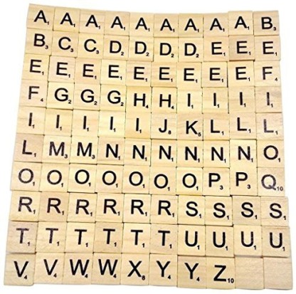 200 WOODEN SCRABBLE TILES BLACK LETTERS & NUMBERS FOR CRAFTS WOOD UK SELL 