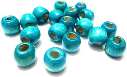 50 wooden beads turquoise 10 mm